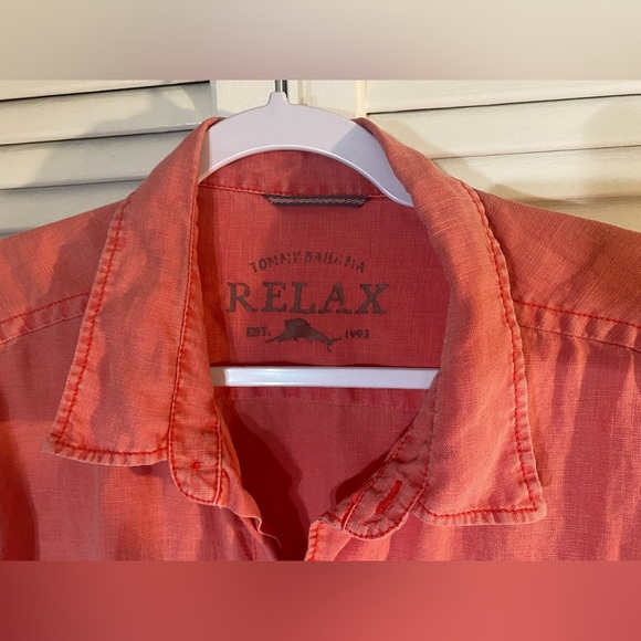 Tommy Bahama Long Sleeve Button Up Shirt Size XL/TG Paradise Coral 100% Linen - Picture 2 of 10